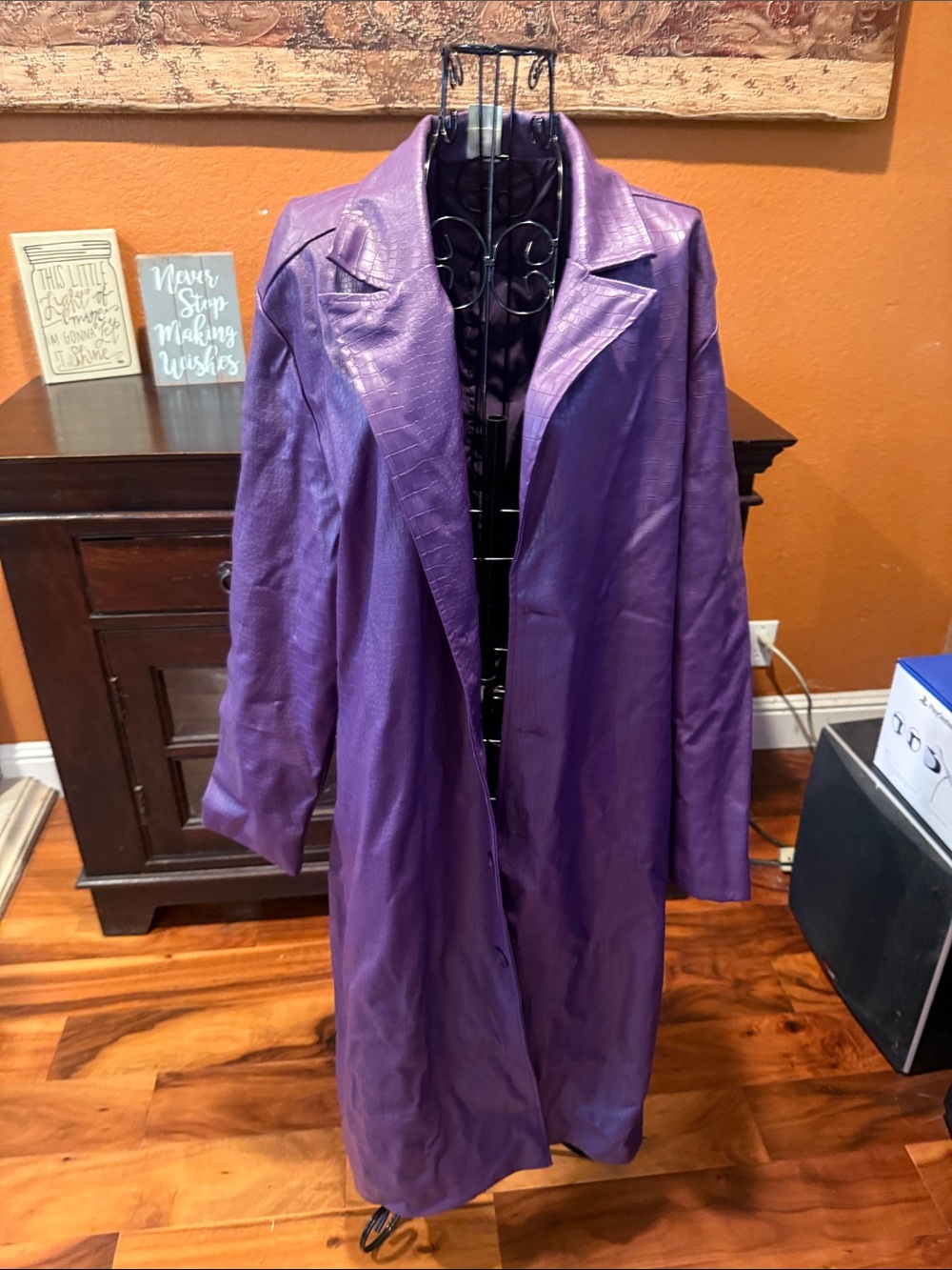 Medium Adult Joker Jacket - Suicide‎ Squad purple vegan leather trench steampunk